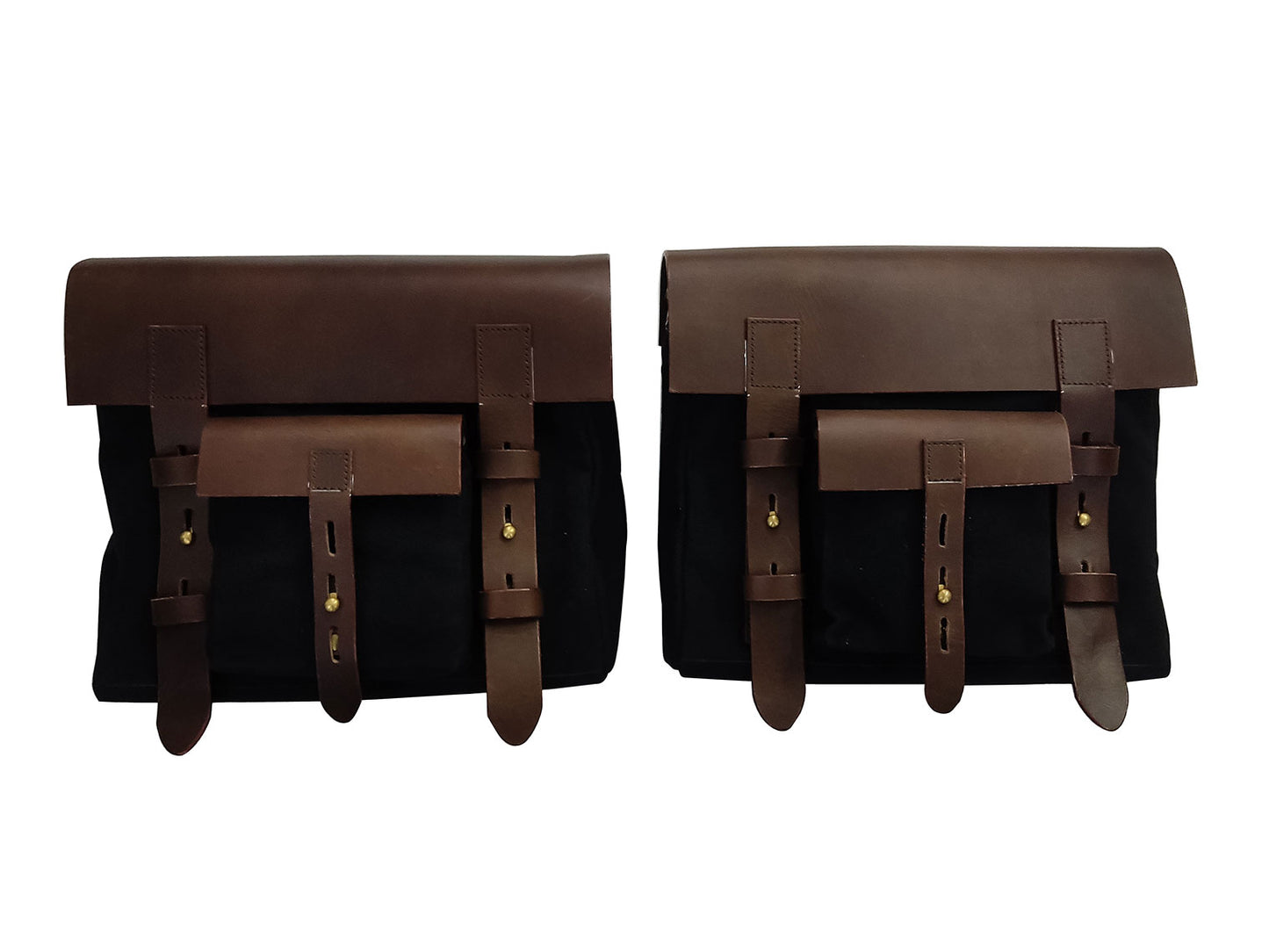 For Royal Enfield New Bullet 350 Canvas & Leather Pannier Bags With Mounting D9