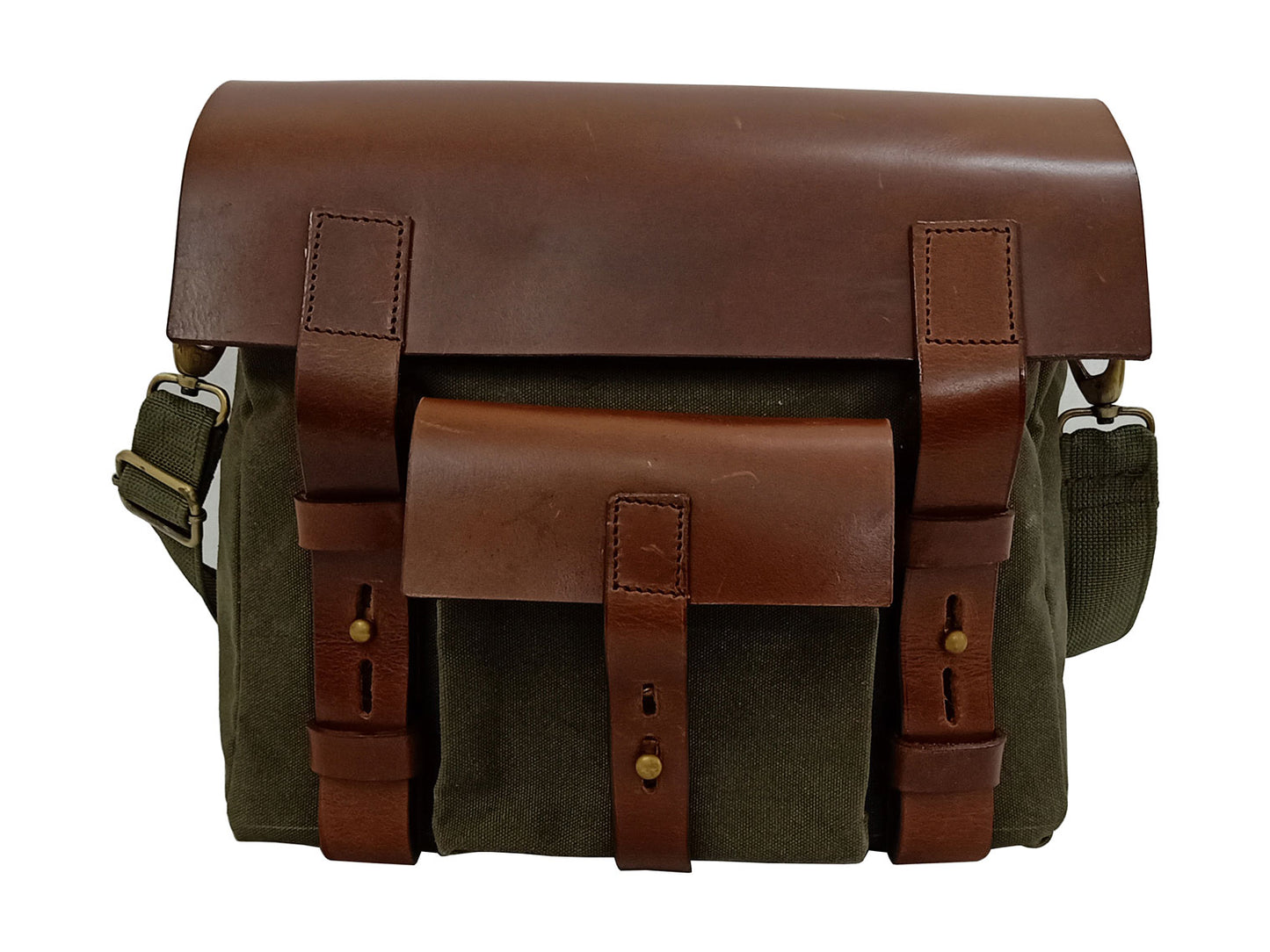 For Royal Enfield New Bullet 350 Canvas & Leather Pannier Bags With Mounting D10