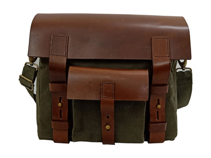 For Royal Enfield New Bullet 350 Canvas & Leather Pannier Bags With Mounting D10