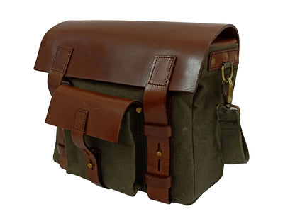 For Royal Enfield New Bullet 350 Canvas & Leather Pannier Bags With Mounting D10
