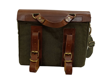 For Royal Enfield New Bullet 350 Canvas & Leather Pannier Bags With Mounting D10