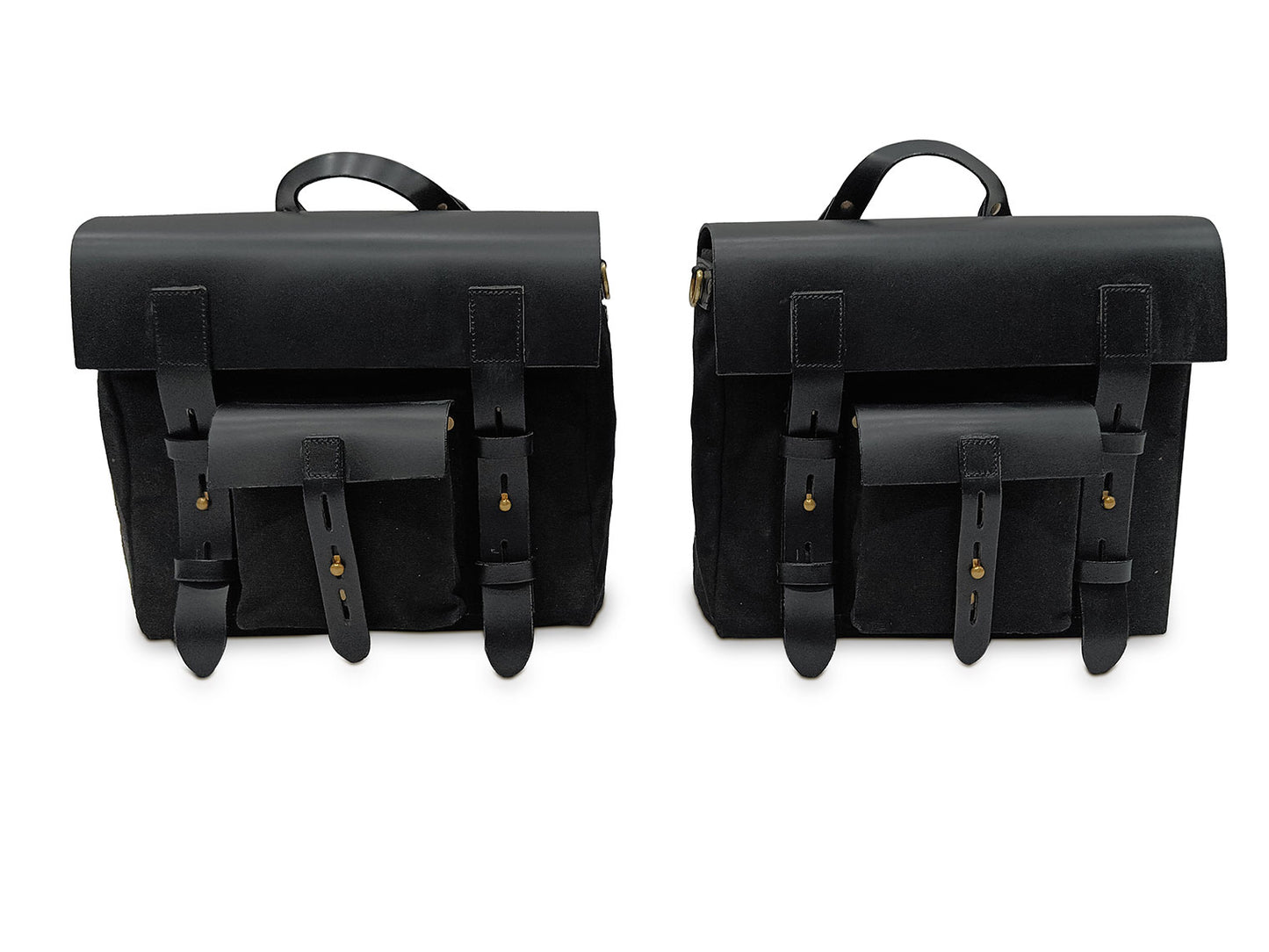 For Royal Enfield New Bullet 350 Canvas & Leather Pannier Bags With Mounting D11