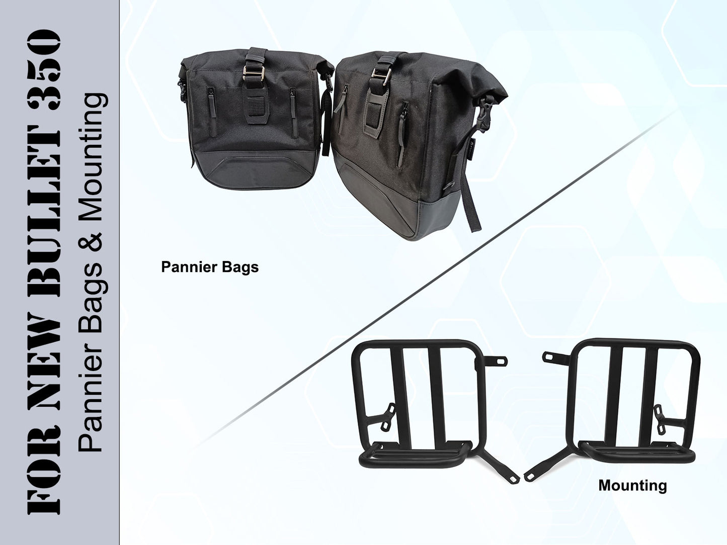 For Royal Enfield New Bullet 350 Canvas & Leather Pannier Bags With Mounting D12