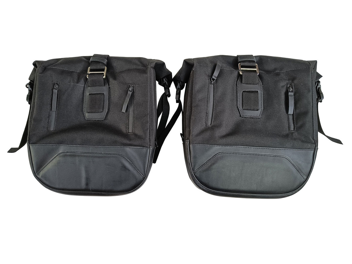 For Royal Enfield New Bullet 350 Canvas & Leather Pannier Bags With Mounting D12