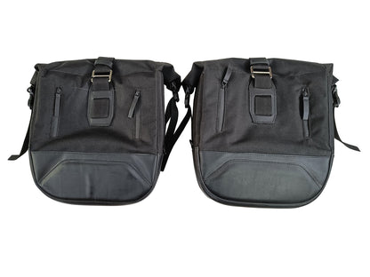 For Royal Enfield New Bullet 350 Canvas & Leather Pannier Bags With Mounting D12