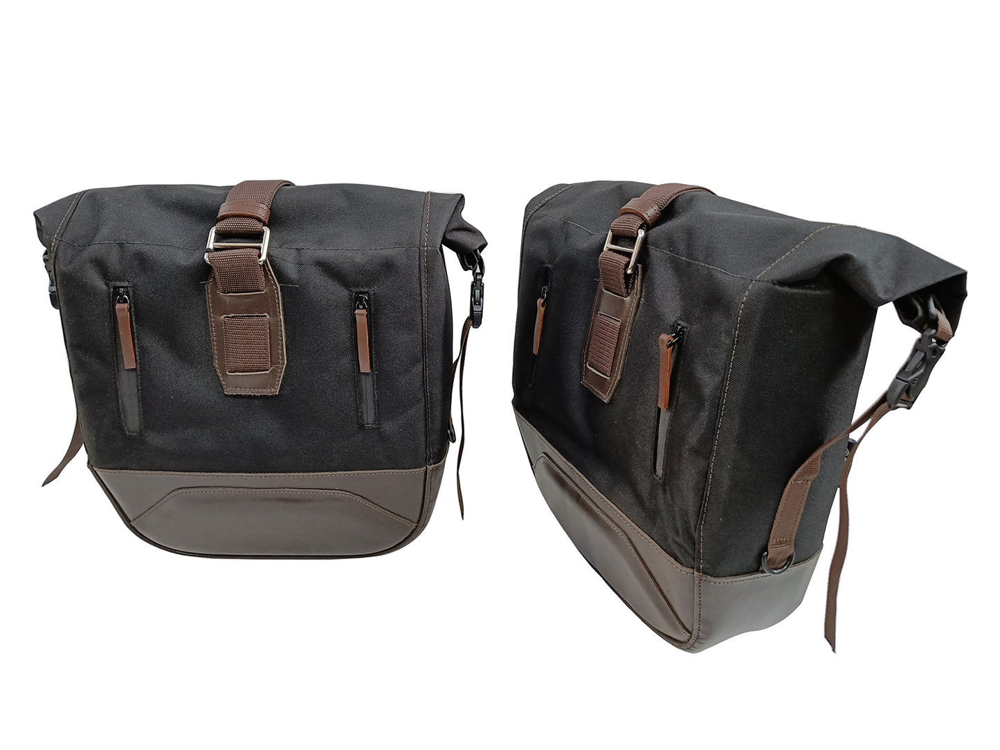 For Royal Enfield New Bullet 350 Canvas & Leather Pannier Bags With Mounting D13