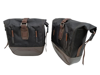 For Royal Enfield New Bullet 350 Canvas & Leather Pannier Bags With Mounting D13