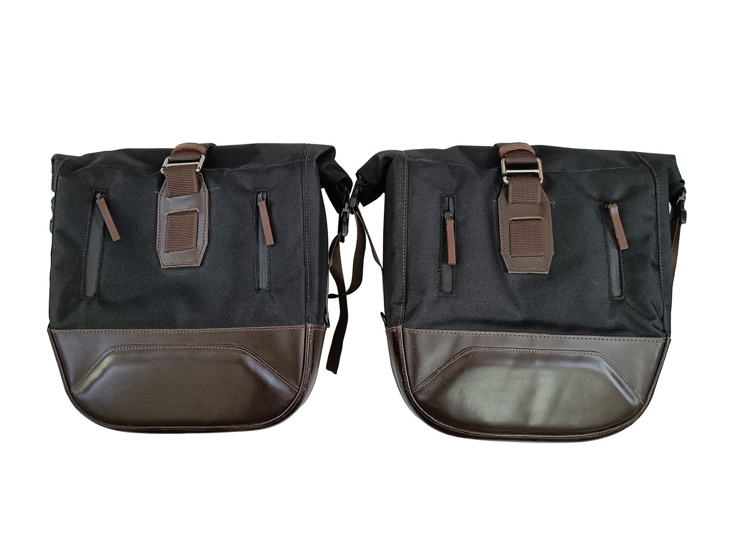 For Royal Enfield New Bullet 350 Canvas & Leather Pannier Bags With Mounting D13