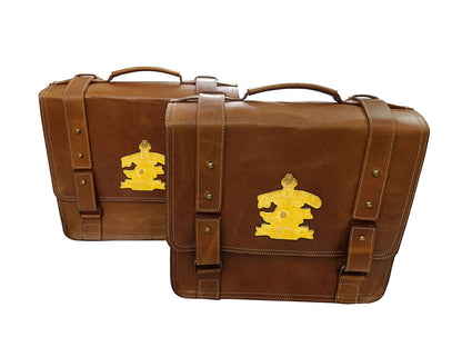 For Royal Enfield New Bullet 350 Leather Pannier Bags With Mounting D14