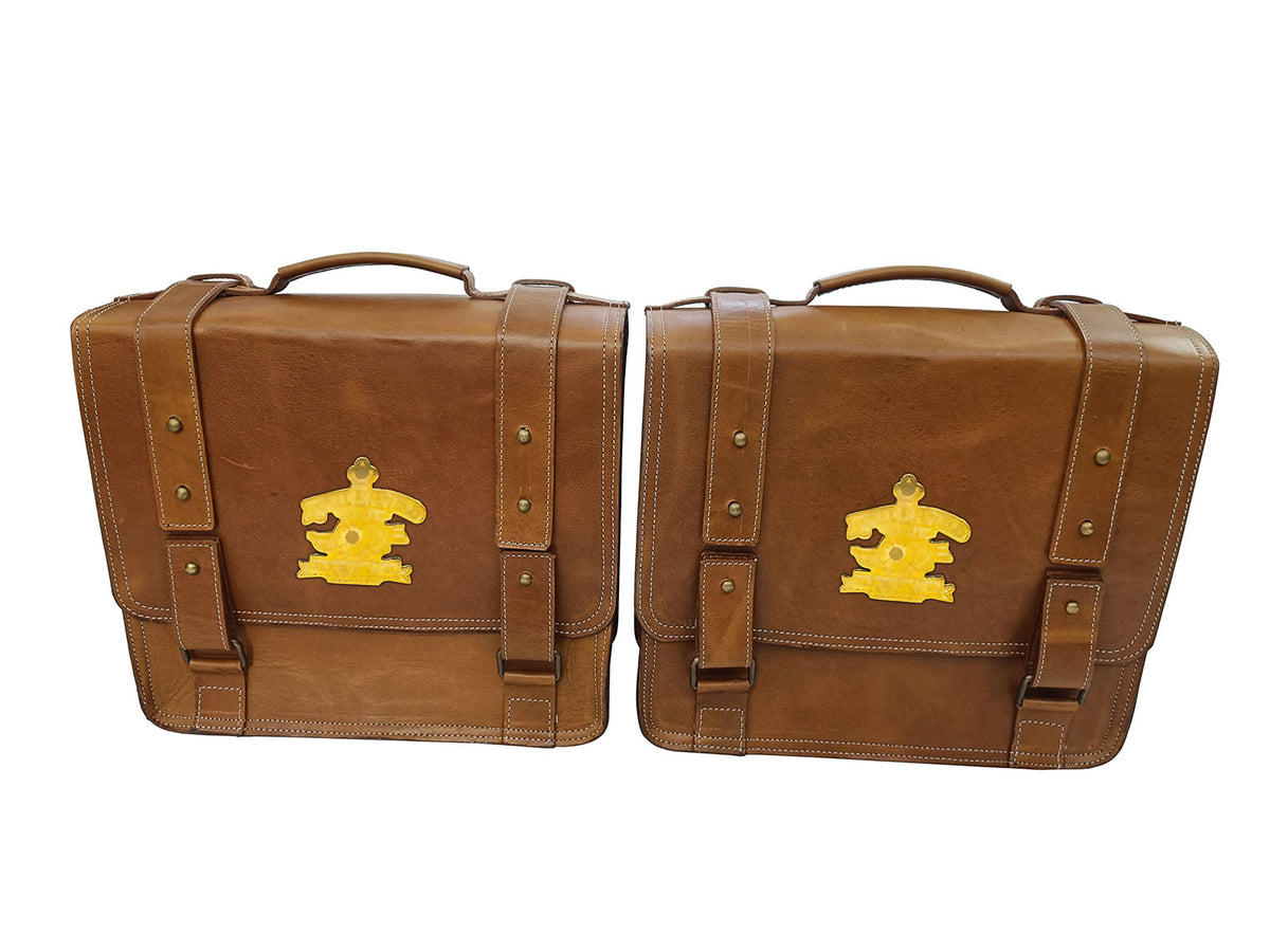 For Royal Enfield New Bullet 350 Leather Pannier Bags With Mounting D14