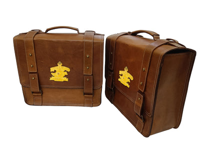 For Royal Enfield New Bullet 350 Leather Pannier Bags With Mounting D14