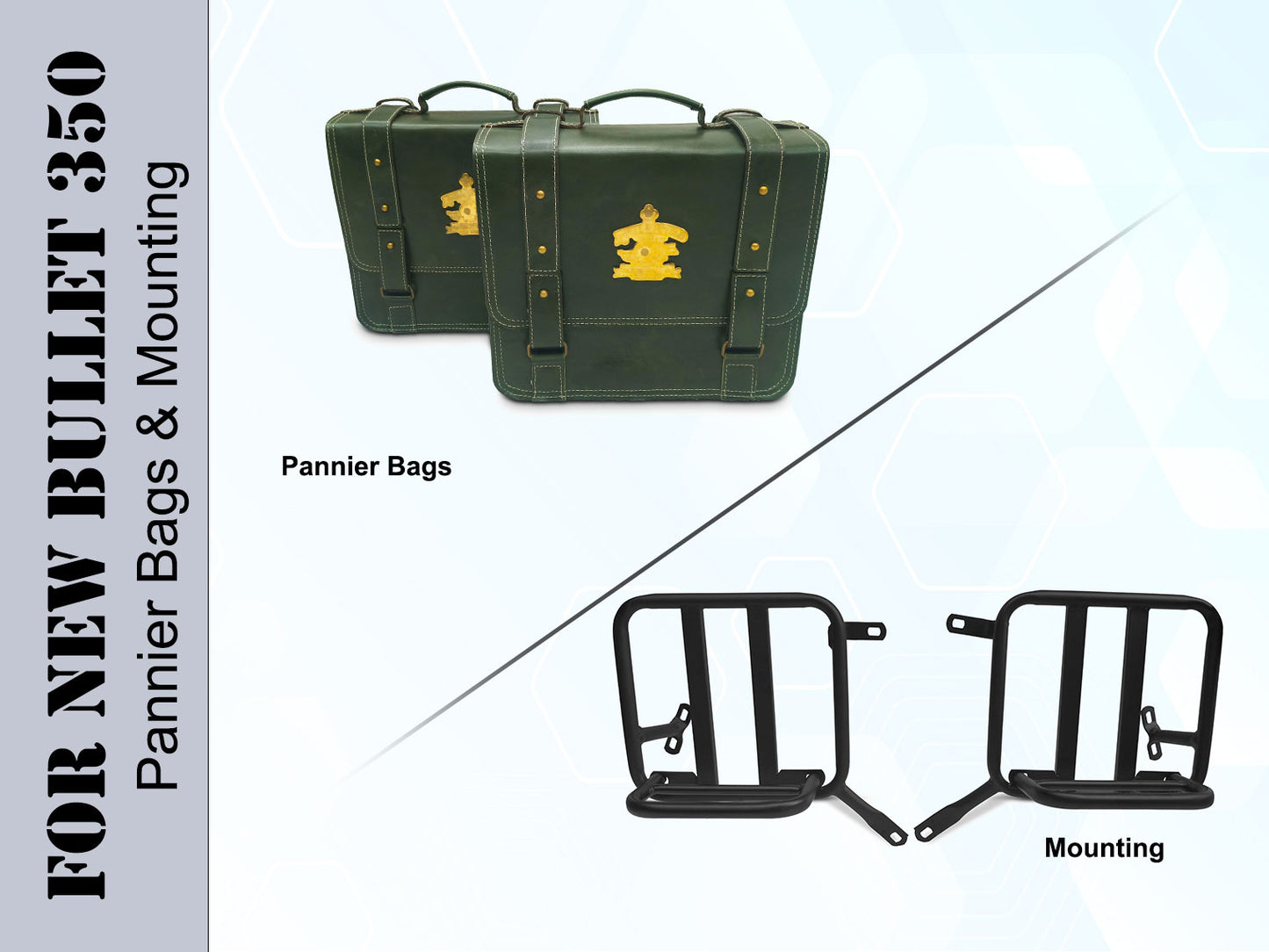 For Royal Enfield New Bullet 350 Leather Pannier Bags With Mounting D15