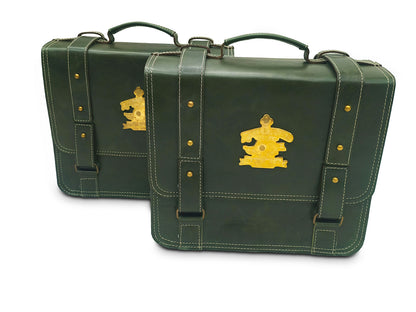 For Royal Enfield New Bullet 350 Leather Pannier Bags With Mounting D15