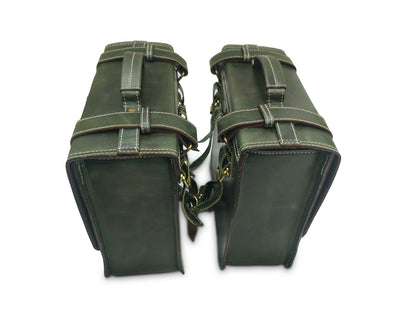For Royal Enfield New Bullet 350 Leather Pannier Bags With Mounting D15