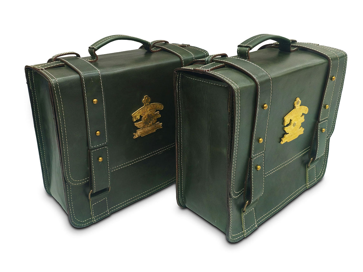For Royal Enfield New Bullet 350 Leather Pannier Bags With Mounting D15