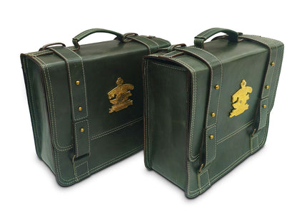 For Royal Enfield New Bullet 350 Leather Pannier Bags With Mounting D15