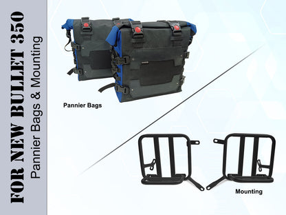 For Royal Enfield New Bullet 350 Canvas Pannier Bags With Mounting D17