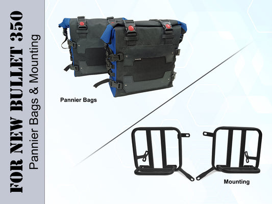 For Royal Enfield New Bullet 350 Canvas Pannier Bags With Mounting D17