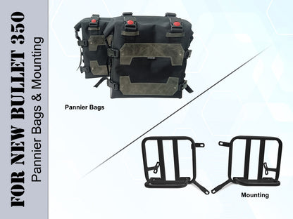 For Royal Enfield New Bullet 350 Canvas Pannier Bags With Mounting D18