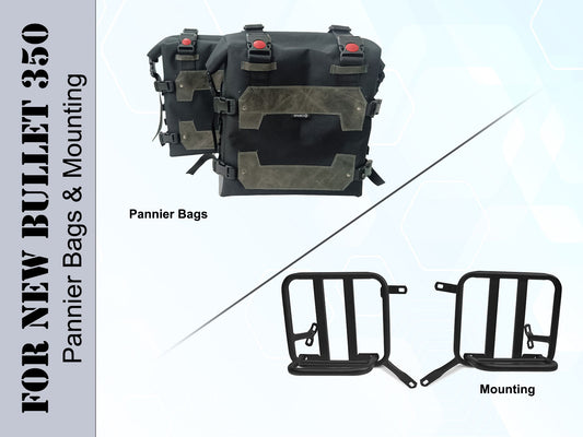 For Royal Enfield New Bullet 350 Canvas Pannier Bags With Mounting D18