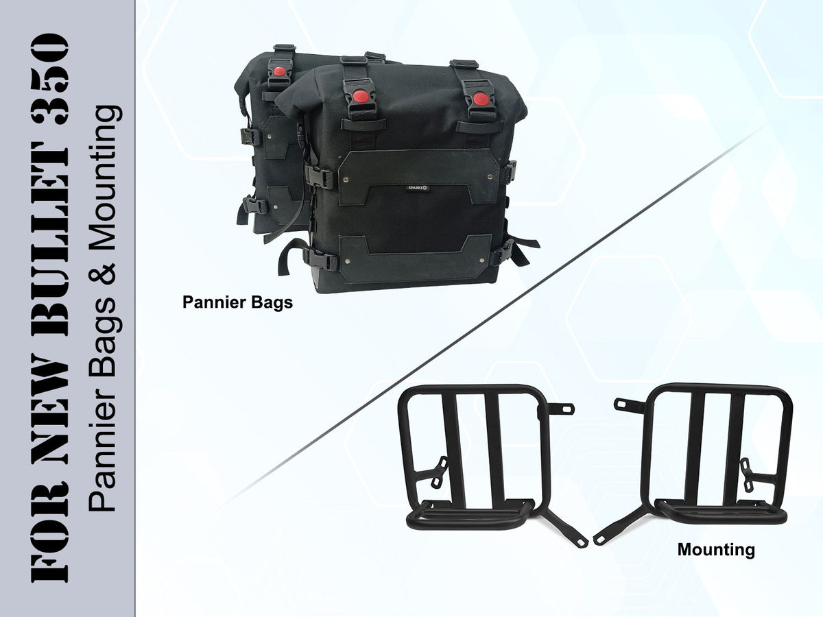For Royal Enfield New Bullet 350 Canvas Pannier Bags With Mounting D19