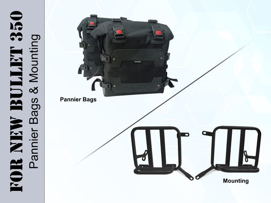 For Royal Enfield New Bullet 350 Canvas Pannier Bags With Mounting D19