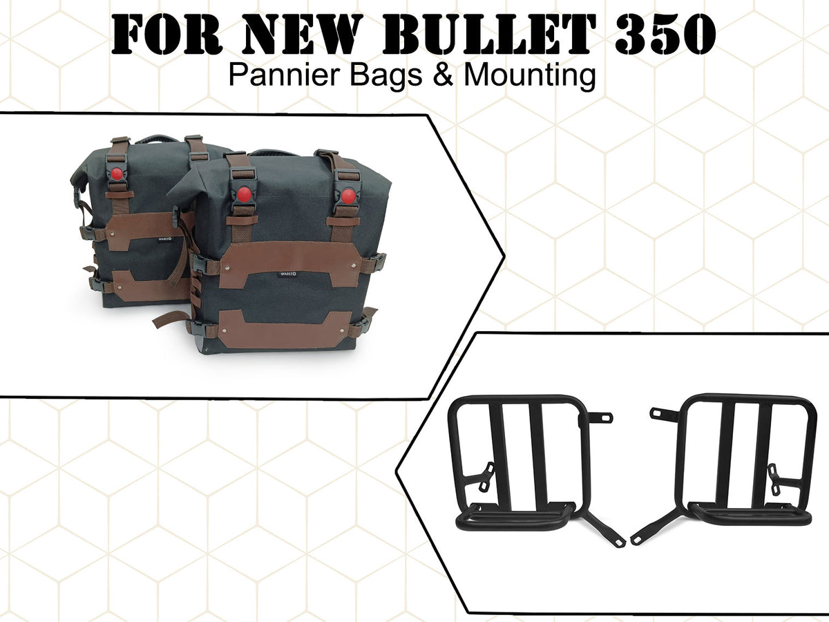 For Royal Enfield New Bullet 350 Canvas Pannier Bags With Mounting D20