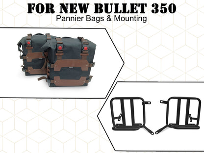 For Royal Enfield New Bullet 350 Canvas Pannier Bags With Mounting D20
