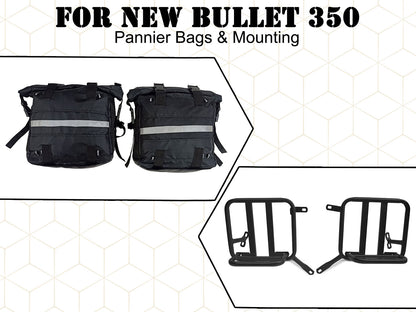For Royal Enfield New Bullet 350 Canvas Pannier Bags With Mounting D21