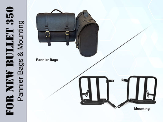 For Royal Enfield New Bullet 350 Leather Pannier Bags With Mounting D22 