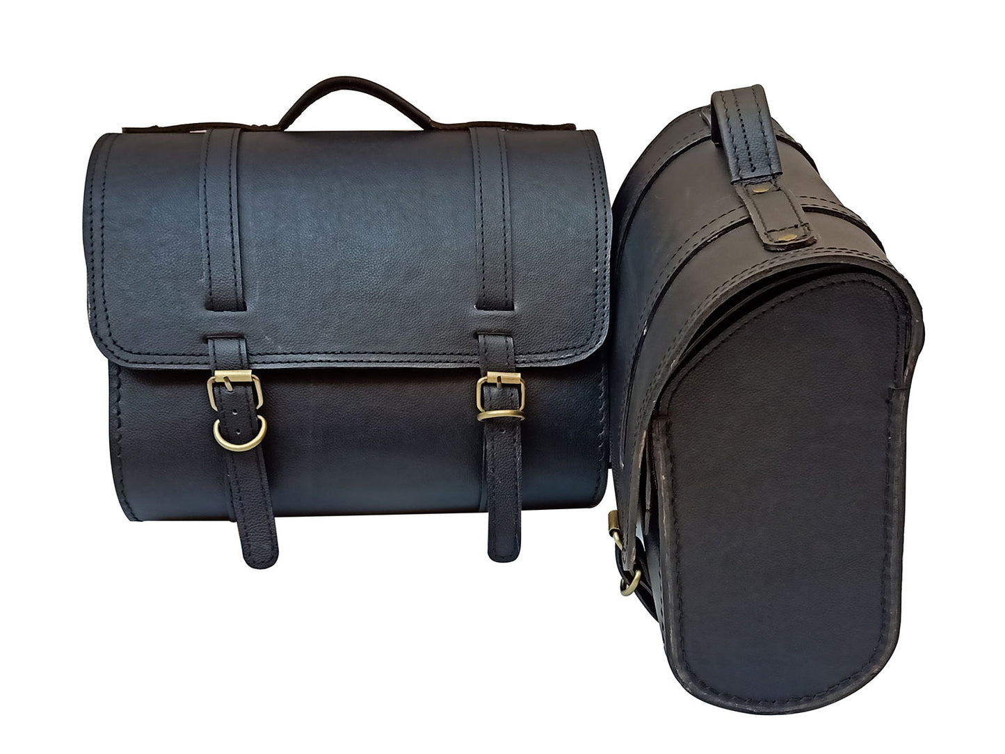 For Royal Enfield New Bullet 350 Leather Pannier Bags With Mounting D22 