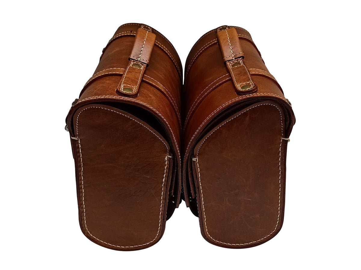 For Royal Enfield New Bullet 350 Leather Pannier Bags With Mounting D23