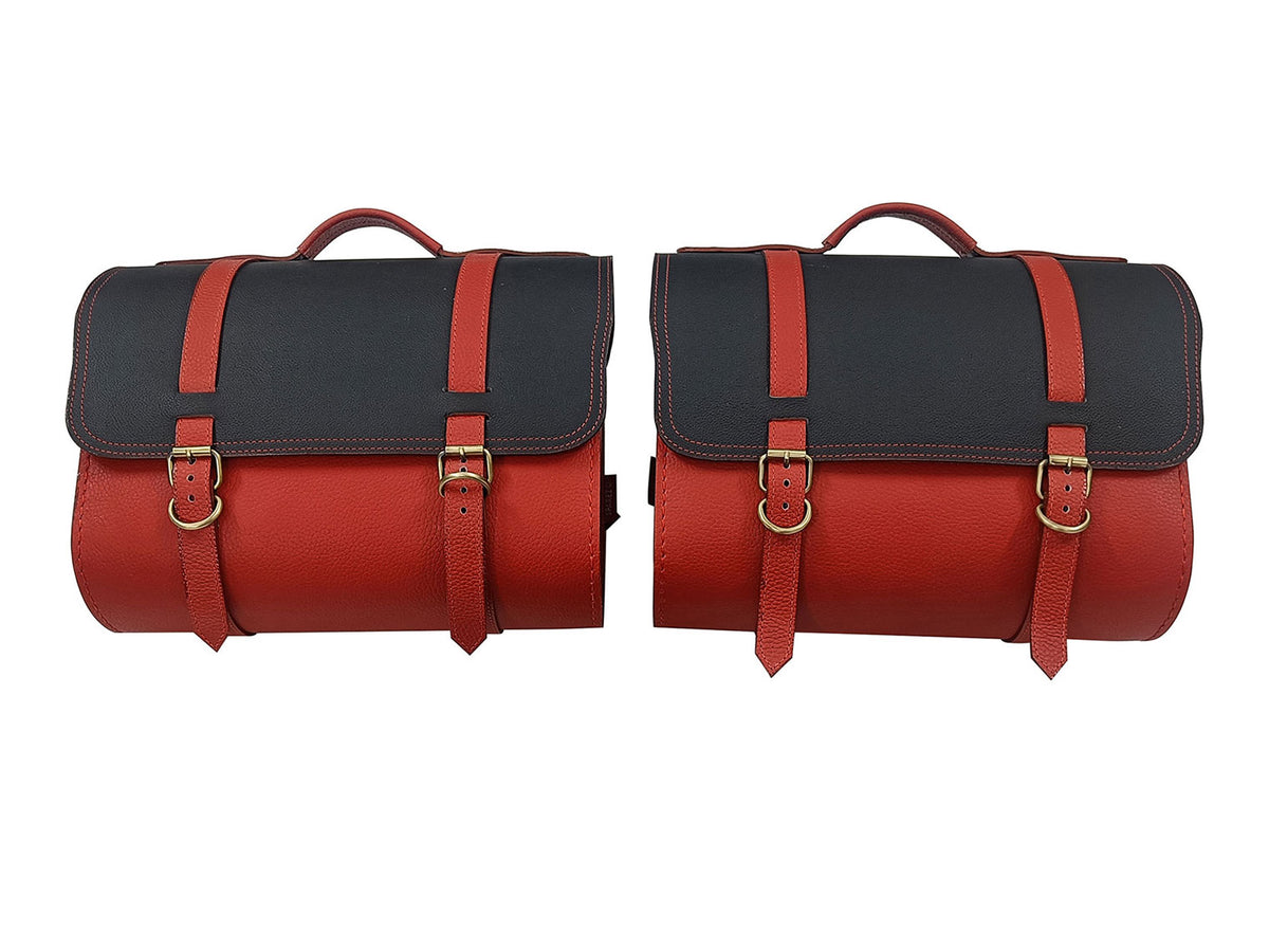 For Royal Enfield New Bullet 350 Leather Pannier Bags With Mounting D25