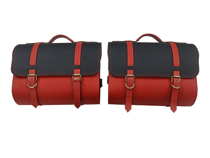 For Royal Enfield New Bullet 350 Leather Pannier Bags With Mounting D25