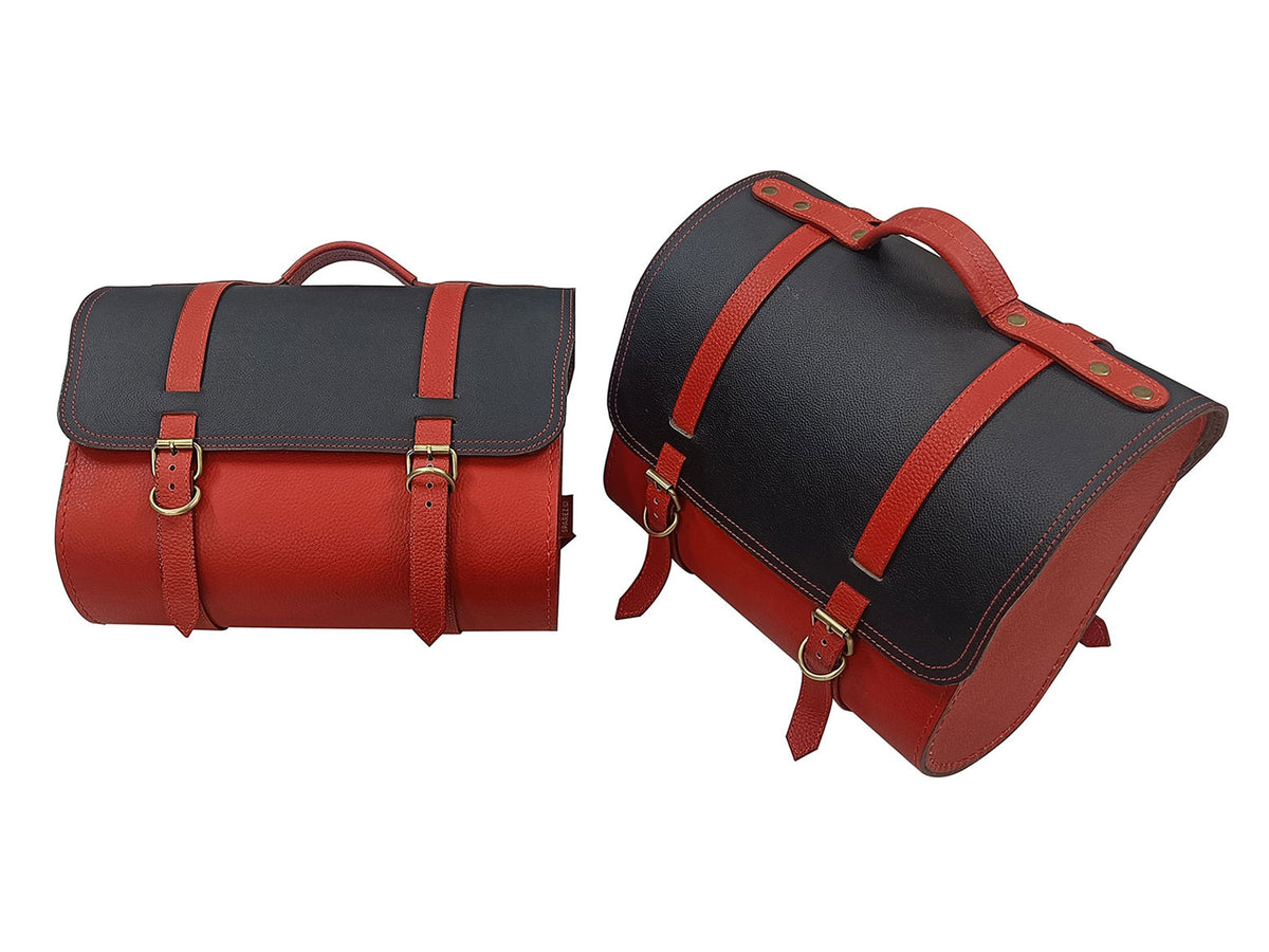For Royal Enfield New Bullet 350 Leather Pannier Bags With Mounting D25