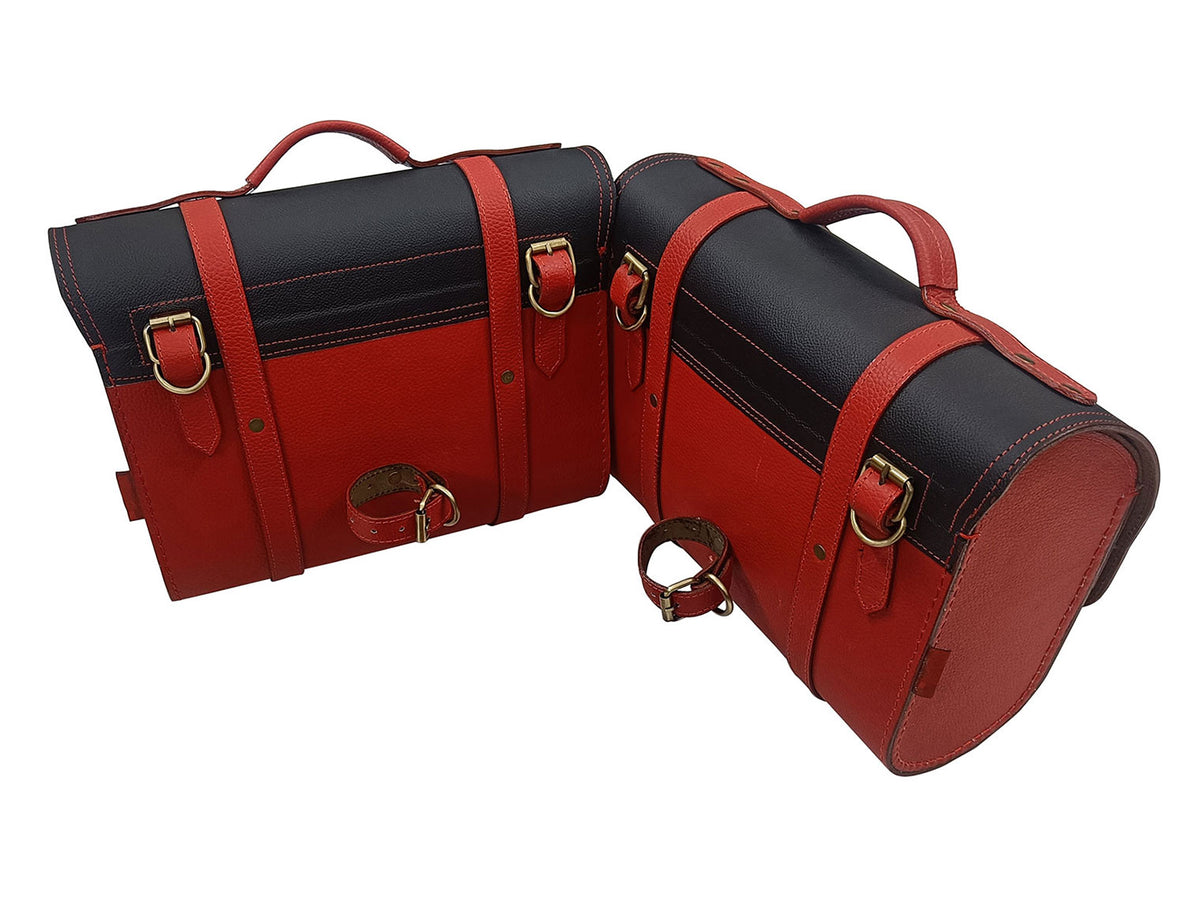 For Royal Enfield New Bullet 350 Leather Pannier Bags With Mounting D25
