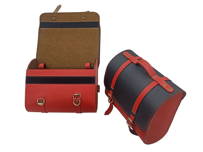 For Royal Enfield New Bullet 350 Leather Pannier Bags With Mounting D25