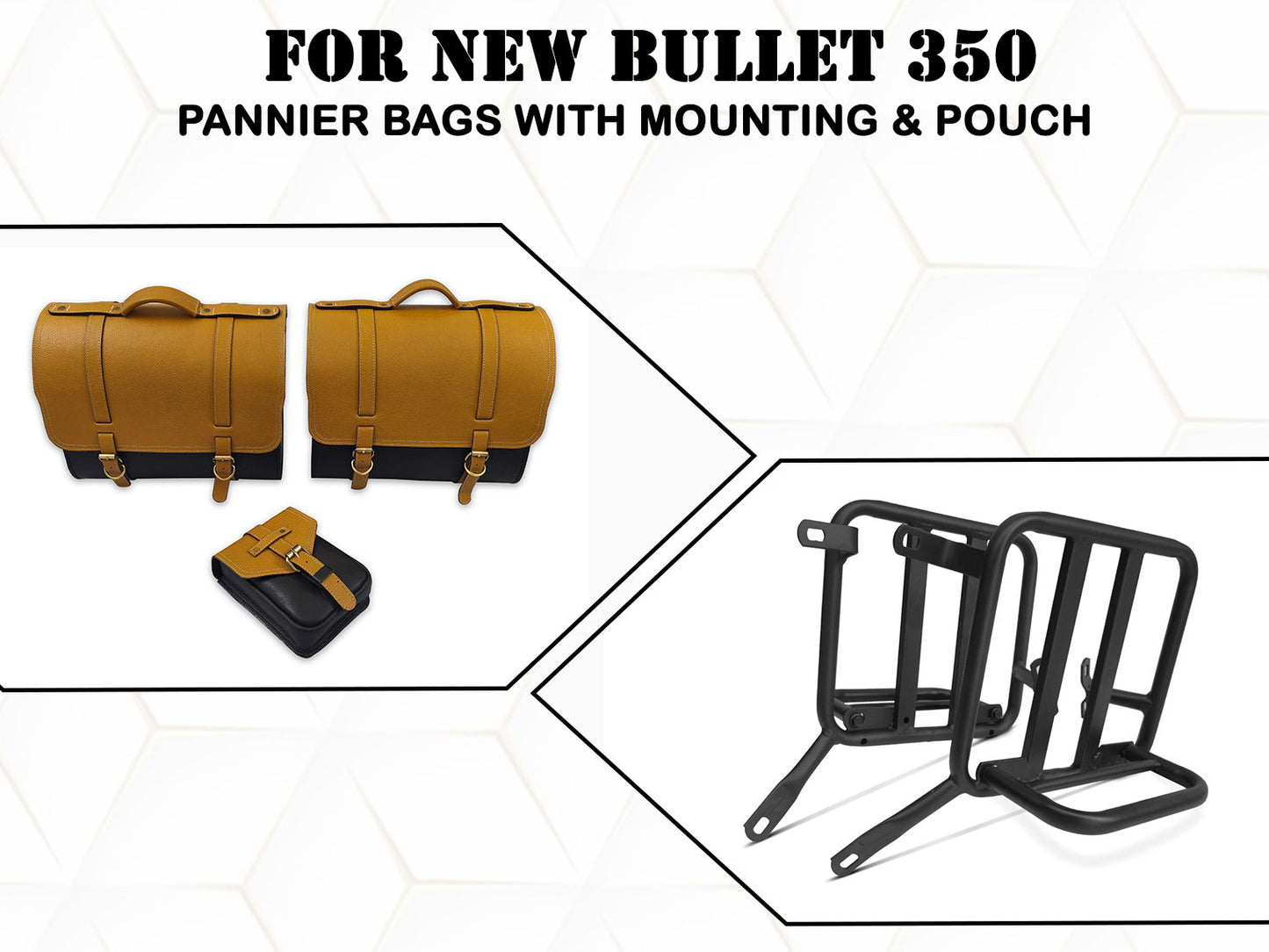 For Royal Enfield New Bullet 350 Pannier Bags With Tank Pouch & Mounting D27