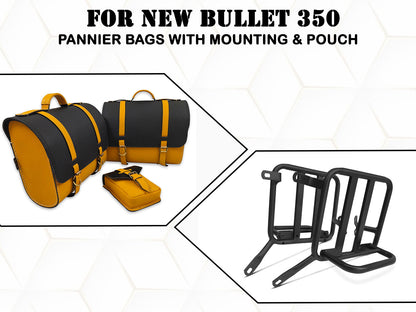 For Royal Enfield New Bullet 350 Pannier Bags With Tank Pouch & Mounting D28