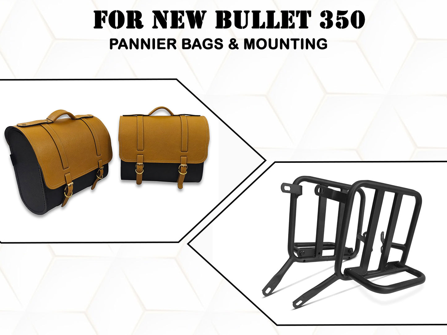 For Royal Enfield New Bullet 350 Genuine Leather Pannier Bags & Mounting D29