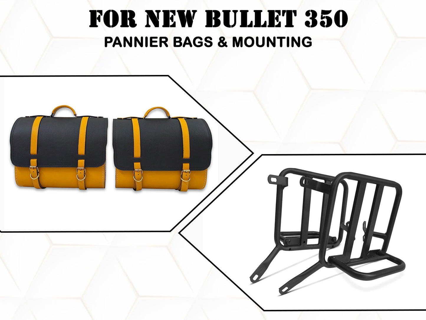For Royal Enfield New Bullet 350 Genuine Leather Pannier Bags & Mounting D30