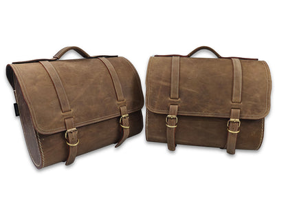 For Royal Enfield New Bullet 350 Genuine Leather Pannier Bags & Mounting D31