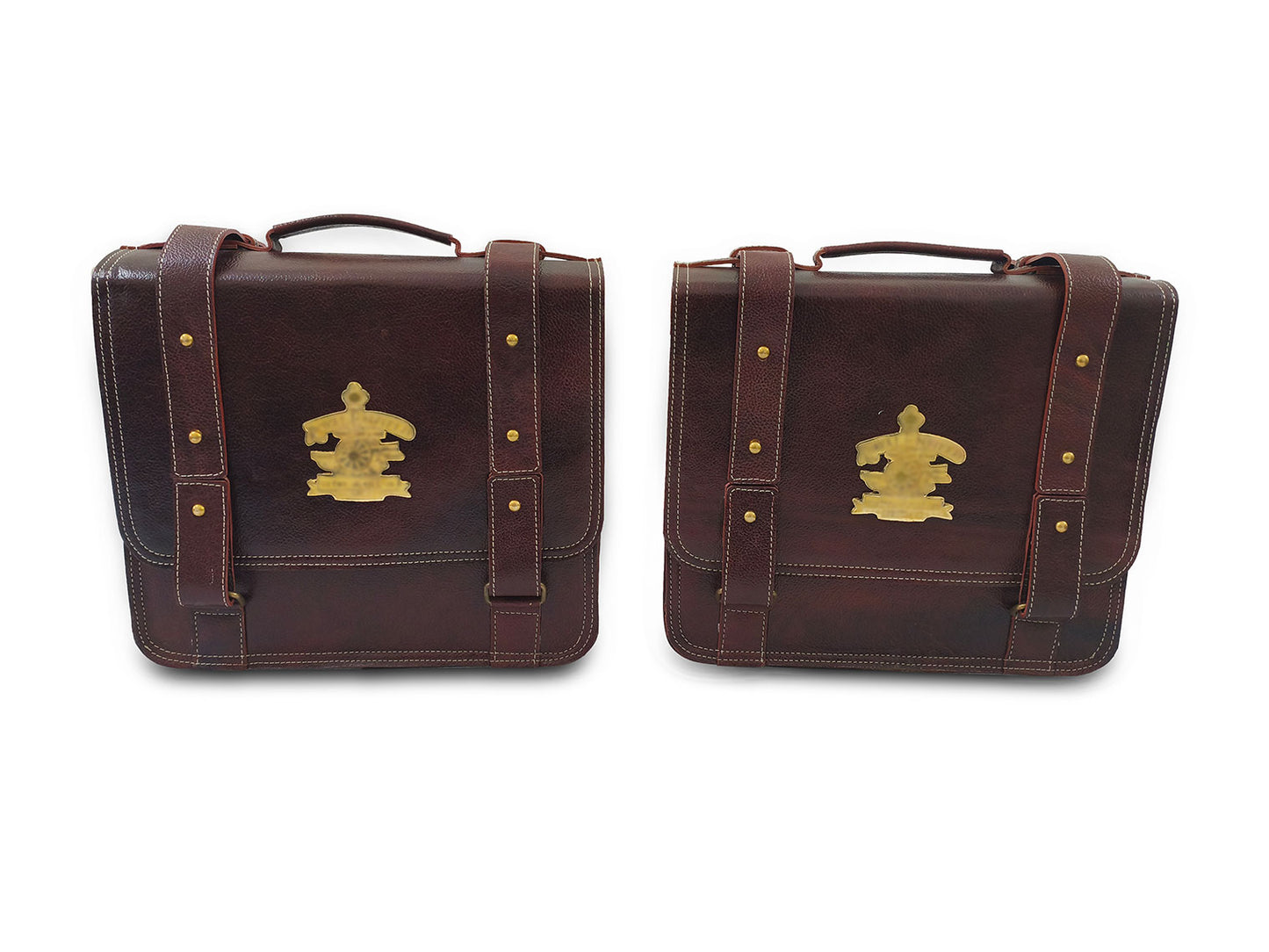 For Royal Enfield New Bullet 350 Genuine Leather Pannier Mounting & Bags D32