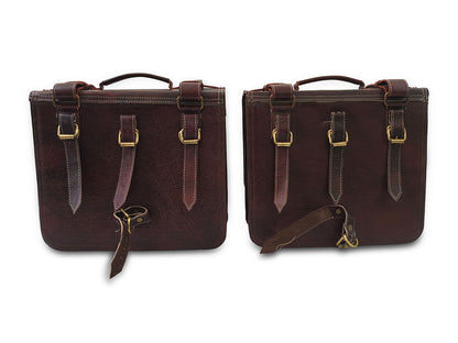 For Royal Enfield New Bullet 350 Genuine Leather Pannier Mounting & Bags D32