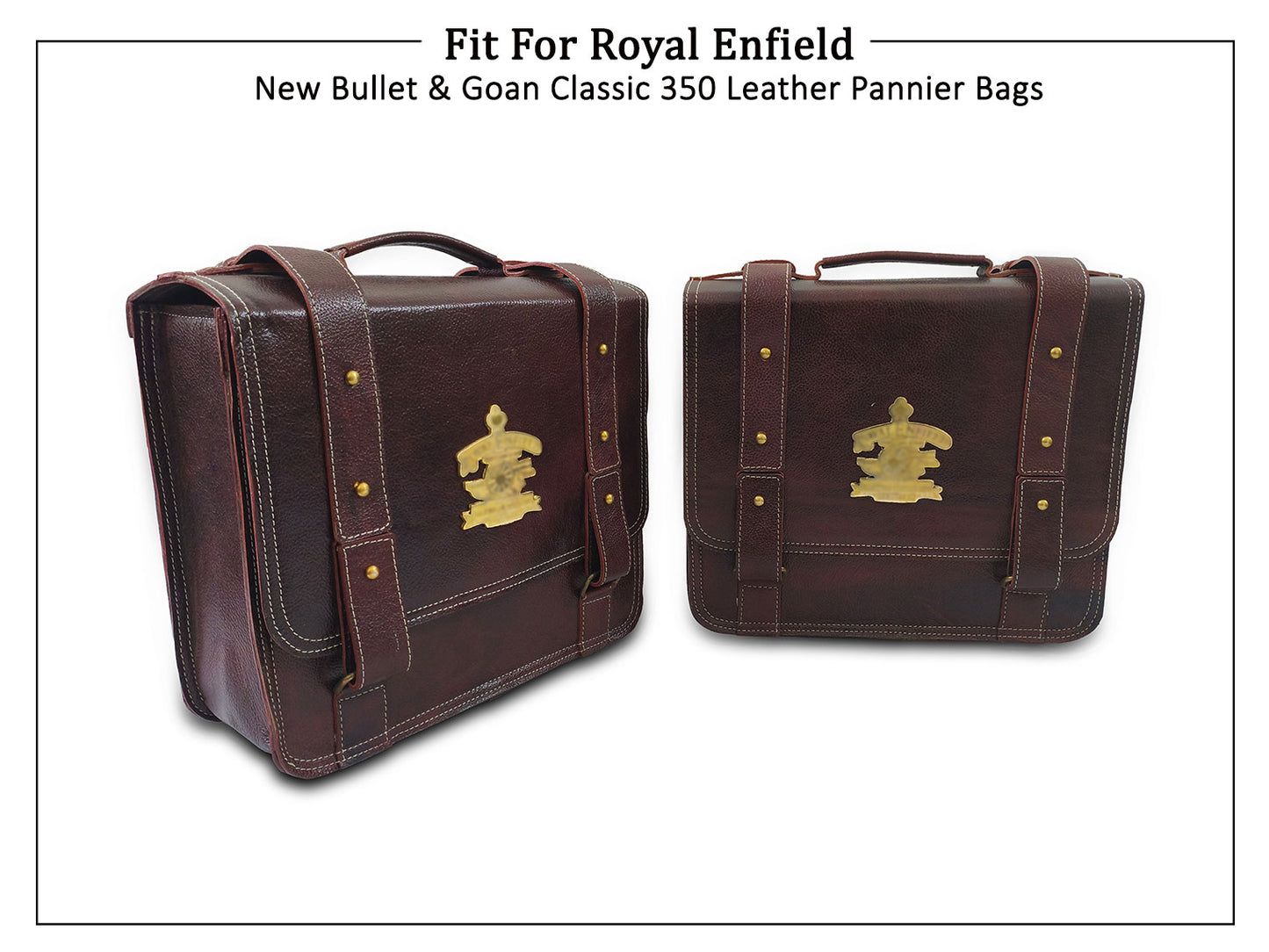 For Royal Enfield New Bullet & Goan Classic 350 Leather Pannier Bags D4