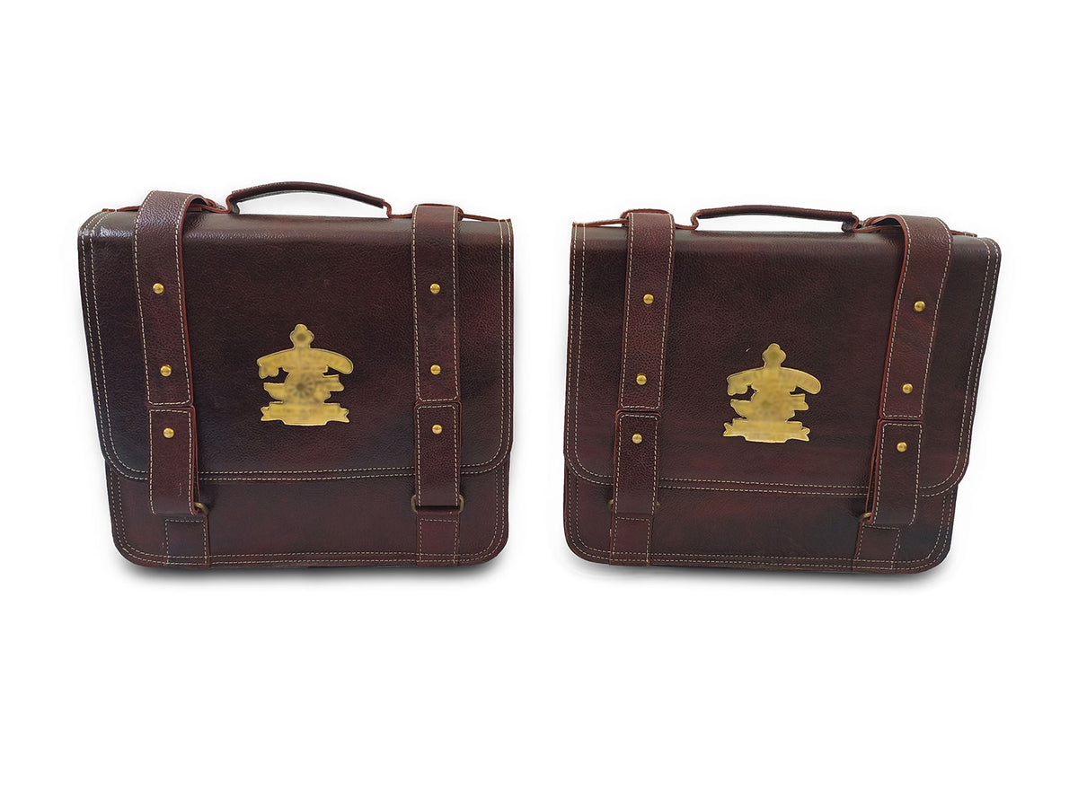 For Royal Enfield New Bullet & Goan Classic 350 Leather Pannier Bags D4