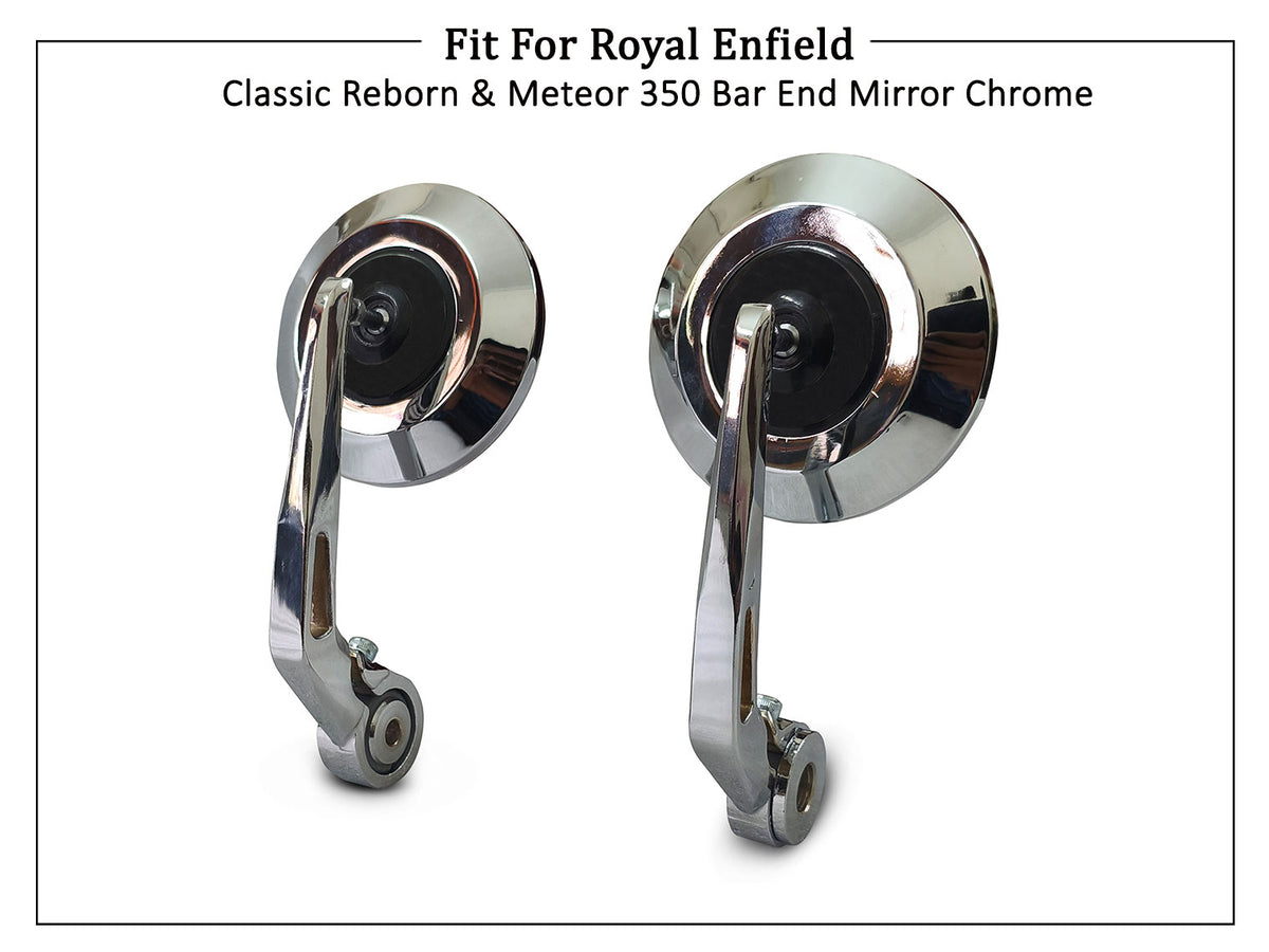 For Royal Enfield Classic Reborn & Meteor 350 Bar End Mirror Chrome D2