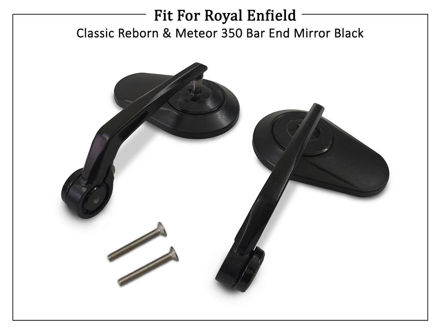 For Royal Enfield Classic Reborn & Meteor 350 Bar End Mirror Black D3
