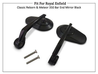 For Royal Enfield Classic Reborn & Meteor 350 Bar End Mirror Black D3