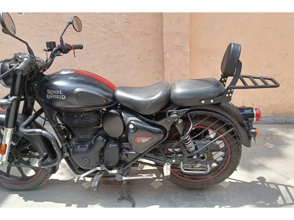For Royal Enfield Classic Reborn 350 Black Rear Luggage Rack with Backrest